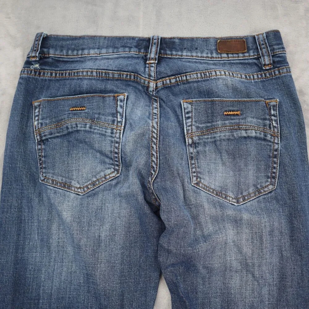 RS Pants Mens 32 Blue New York Slim Straight Mid Rise Zip Dark Wash Denim Jeans